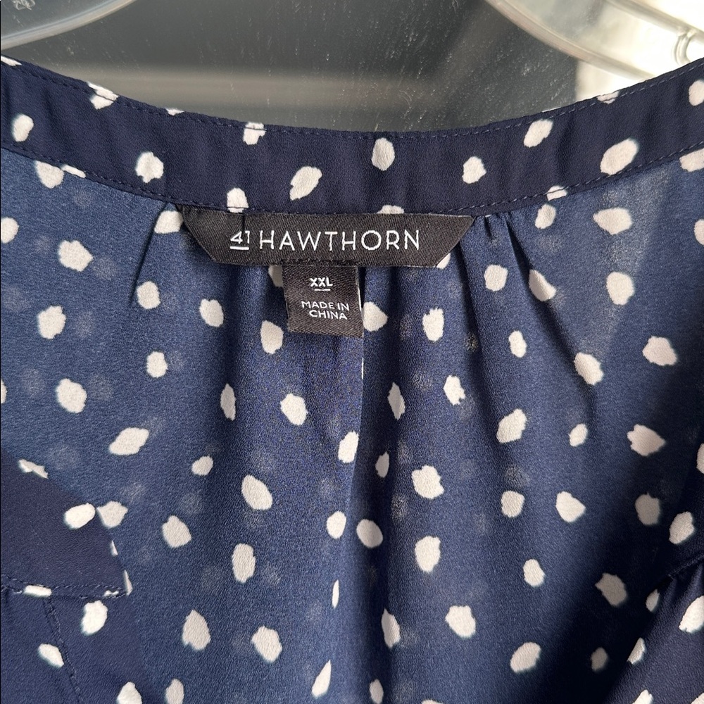 41 Hawthorn Navy and White Polka Dot Blouse - Picture 2 of 3